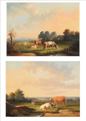 Lot 867 - Continental School (20th Century) Cattle and Sheep Grazing; Cattle Resting Oil on panel, each...