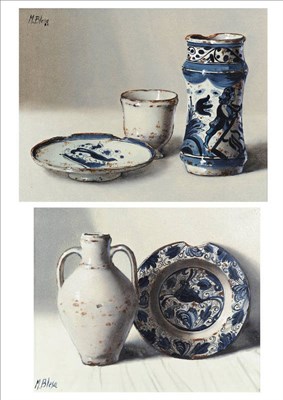 Lot 872 - Manuel Blesa (b.1945) Spanish  "18th Century Blue & White Delft Tin Glaze" Signed and dated (19)85