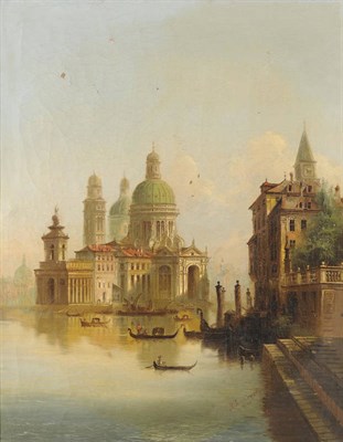 Lot 880 - J. Wilhelm Jankowski (fl.1825-1861) Austrian Venetian Church and Buildings with Gondolas and...