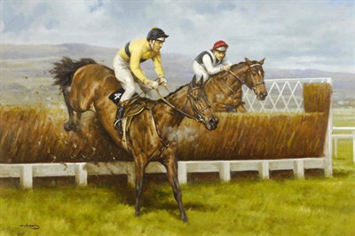 Lot 914 - Graham Isom (b.1945) "The Cheltenham Gold Cup, 7th March 1964", Arkle and Mill House at the...