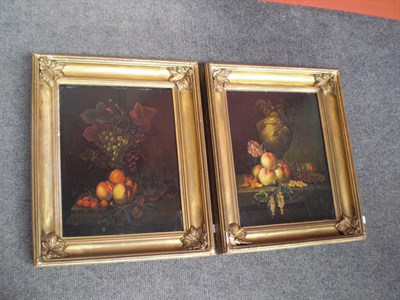 Lot 917 - Attributed to William Jones of Bath (fl.1764-1777) Still Life of grapes, peaches and cherries;...