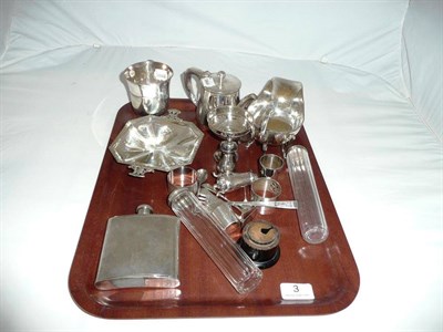 Lot 3 - A quantity of silver plate including LNER teapot and hip flask etc