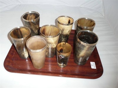 Lot 7 - Eight assorted horn beakers