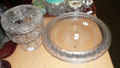 Lot 8 - Lalique glass bowl with floral rim (a.f.) together with a cut glass bowl and cover