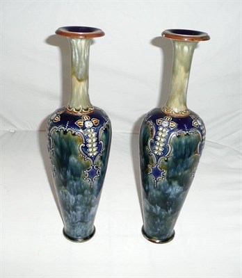 Lot 12 - Pair of Doulton tall vases (one a.f.)