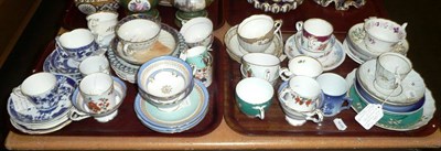 Lot 23 - Collection of 19th century and later ceramics including Worcester, Spode, Newhall etc on two trays