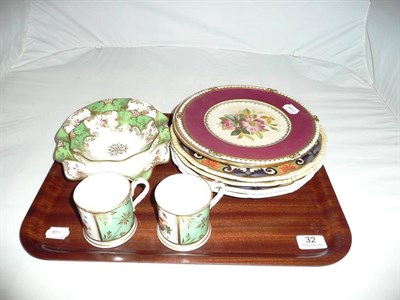 Lot 32 - Two Bloor Derby plates, two more similar, two Minton's cabinet plates, another two Coalport...