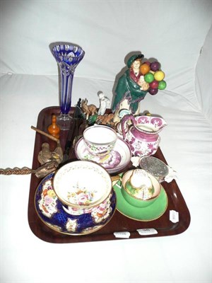 Lot 36 - Tray including Royal Doulton figure - The Balloon Seller, Beatrix Potter Jemima Puddleduck -...