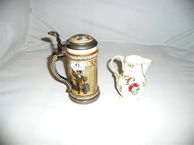 Lot 41 - 18th century creamware jug and Mettlach tankard