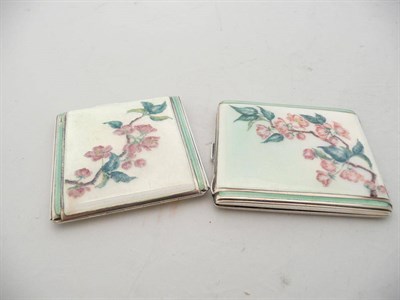 Lot 53 - Silver and enamel cigarette case and a matching compact