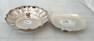 Lot 109 - Scallop-edged silver dish and a pedestal dish (2)