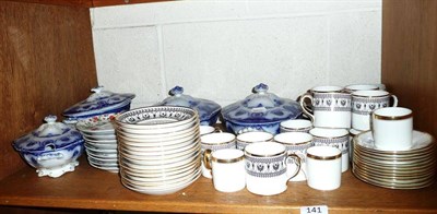 Lot 141 - Quantity of Crown Staffordshire coffee wares and a Victorian part blue and white dinner service