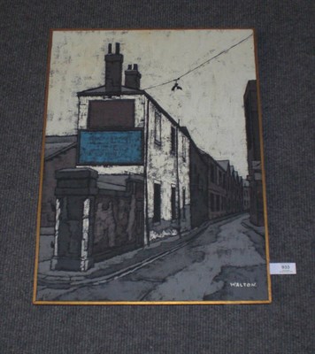 Lot 933 - Stuart Walton (b.1933)  "Dock Street, Leeds" Signed, inscribed with the title verso, oil on...