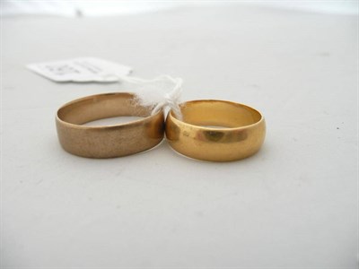 Lot 160 - A 22 carat gold band ring 4.6g approximately and a 9 carat gold band ring 3.6g approximately