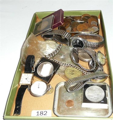 Lot 182 - Gentlemen's wristwatches, pocket watches and coins