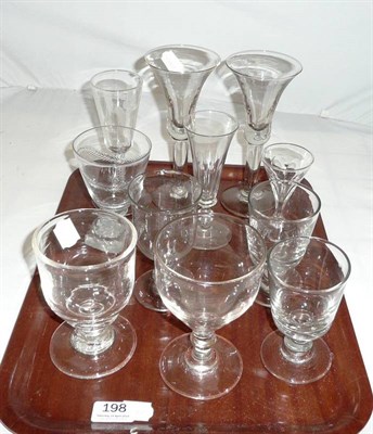 Lot 198 - A tray of eleven 19th century and later clear glasses including rummers