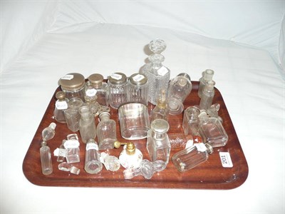 Lot 201 - A small collection of scent bottles including a plated snuff box