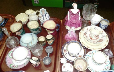 Lot 205 - Two trays of assorted decorative ceramics including Coalport figures, Belleek, toby jugs,...