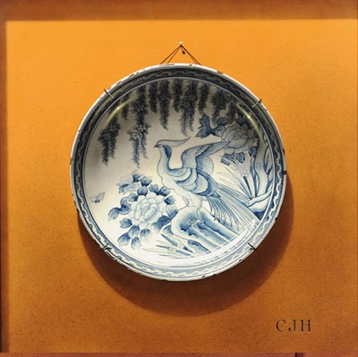 Lot 939 - Christopher John Harrison R.A. (b.1945)  "A Trompe l'Oeil of a K-ang Hsi Dish" Signed with the...