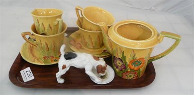 Lot 220 - Tray including Carltonware, floral decorated tea set and a Royal Doulton dog figure (a.f.)