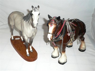 Lot 232 - Beswick hunter and pottery shire horse