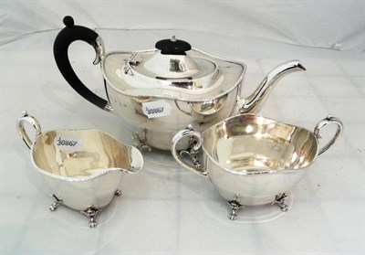 Lot 233 - Three piece tea set, Birmingham 1925