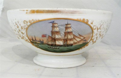 Lot 234 - French porcelain gilt and naval decorated bowl