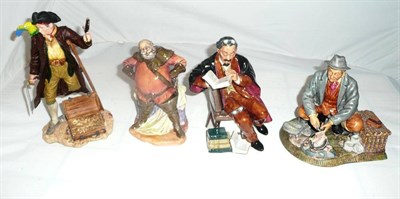 Lot 236 - Doulton figure "Professor", "Bon Appetit", "Falstaff" and a resin figure "Long John Silver"