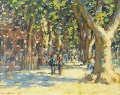 Lot 947 - John Mackie (b.1955) "Morning Stroll, Aix-en-Provence" Signed and dated (19)96, extensively...