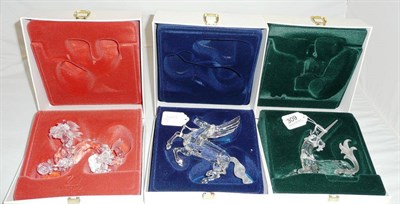 Lot 309 - Swarovski crystal Fabulous Creatures collection figure of Pegasus, Unicorn and Dragon, all...