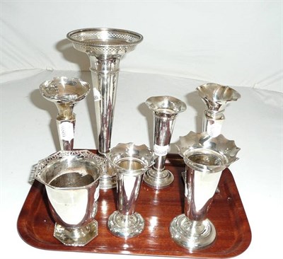 Lot 319 - Seven silver spill vases