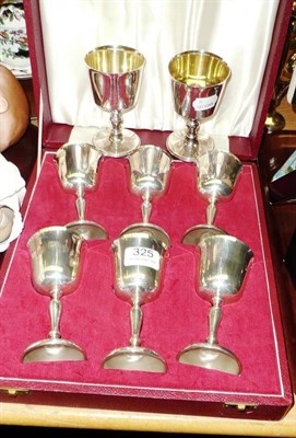 Lot 325 - Eight silver goblets (six cased)