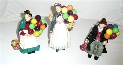 Lot 333 - Doulton figure "Biddy Penny Farthing", "The Balloon Man" and "Old Balloon Seller" (3)