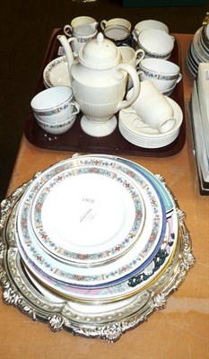 Lot 350 - Quantity Wedgwood "Queensware" Shelley cups, saucers, plates, Carlton ware vase and plated salver