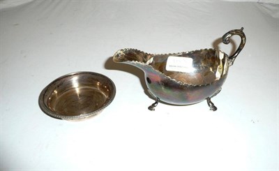 Lot 375 - Irish silver sauce boat and a small dish