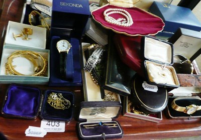 Lot 403 - General collection of costume jewellery and watches