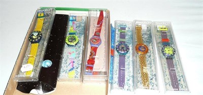 Lot 408 - Eight Swatch watches, boxed (8)