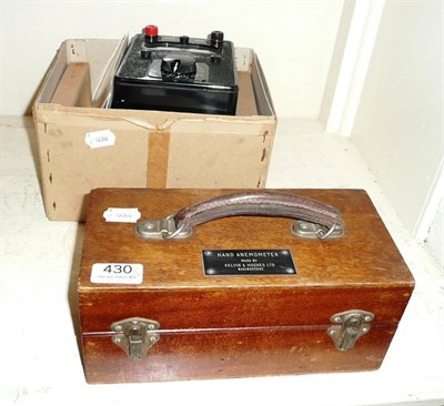 Lot 430 - A cased 'Hand Anemometer' and a heavy duty Avometer?