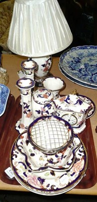 Lot 438 - Tray including Mason's Mandalay china and matching lamp