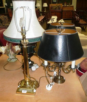 Lot 449 - A pair of three branch table lamps and two others (4)