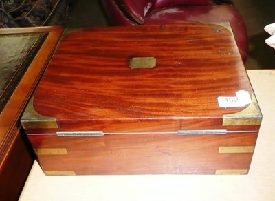 Lot 452 - Mahogany and brass writing box