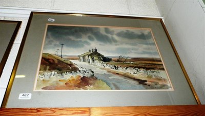 Lot 482 - J Barrie Haste, framed watercolour Greenhow Miners Cottages