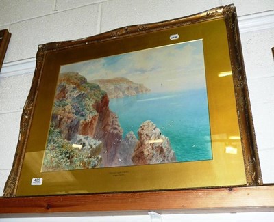 Lot 485 - Gilt-framed watercolour 'Ravenscar Cliffs, Yorkshire' by H B Wimbush