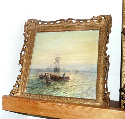 Lot 487 - A 19th century framed oil shipping scene (a.f.)