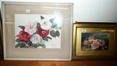 Lot 491 - E M Dixon roses watercolour and another 'tea roses' by Henrietta Creswell (2)