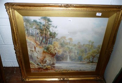 Lot 496 - Gilt-framed watercolour 'Lime-Kiln Hole & Skidder Beck Fall' by H B Wimbush