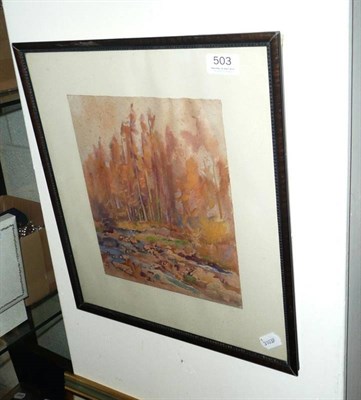 Lot 503 - Fred Lawson, autumn woodland copse