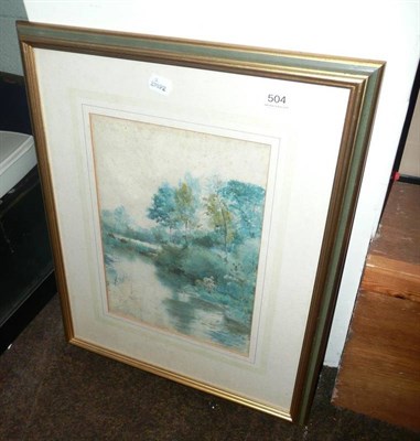 Lot 504 - John Yeend King - A tree lined pond, signed, watercolour