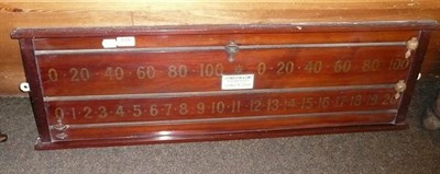 Lot 506 - A mahogany billiard scoreboard, J Pemberton & Sons, Leeds