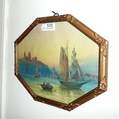 Lot 515 - Framed watercolour Whitby Abbey and Harbour